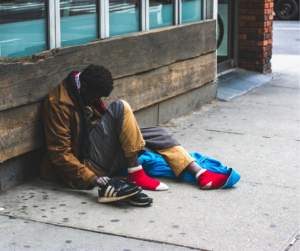 Homeless Student on Street